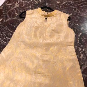 Viscose and silk brocade Nicole Miller keyhole front  dress